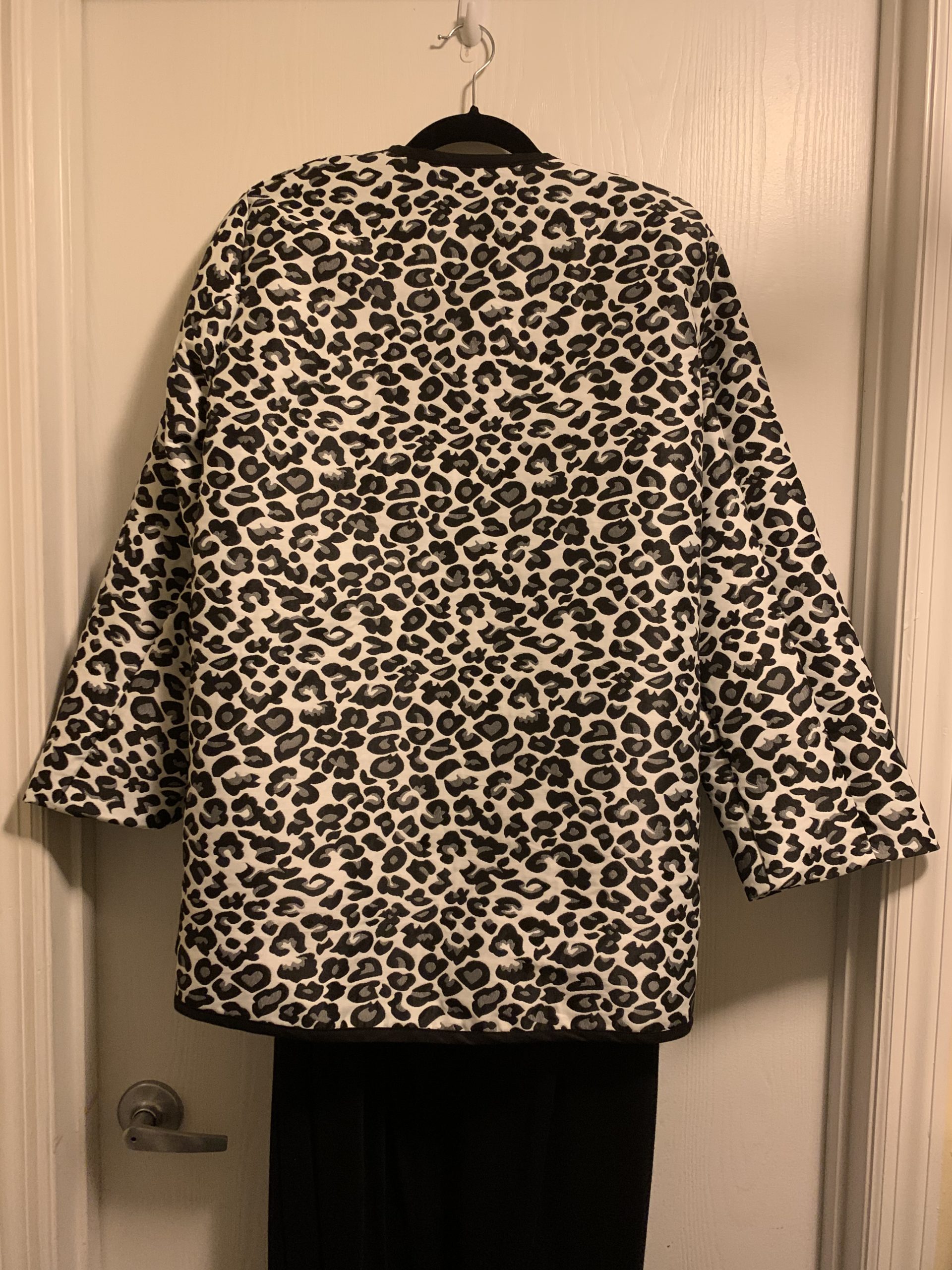 Plus Sized White Gray Leopard Open Jacket