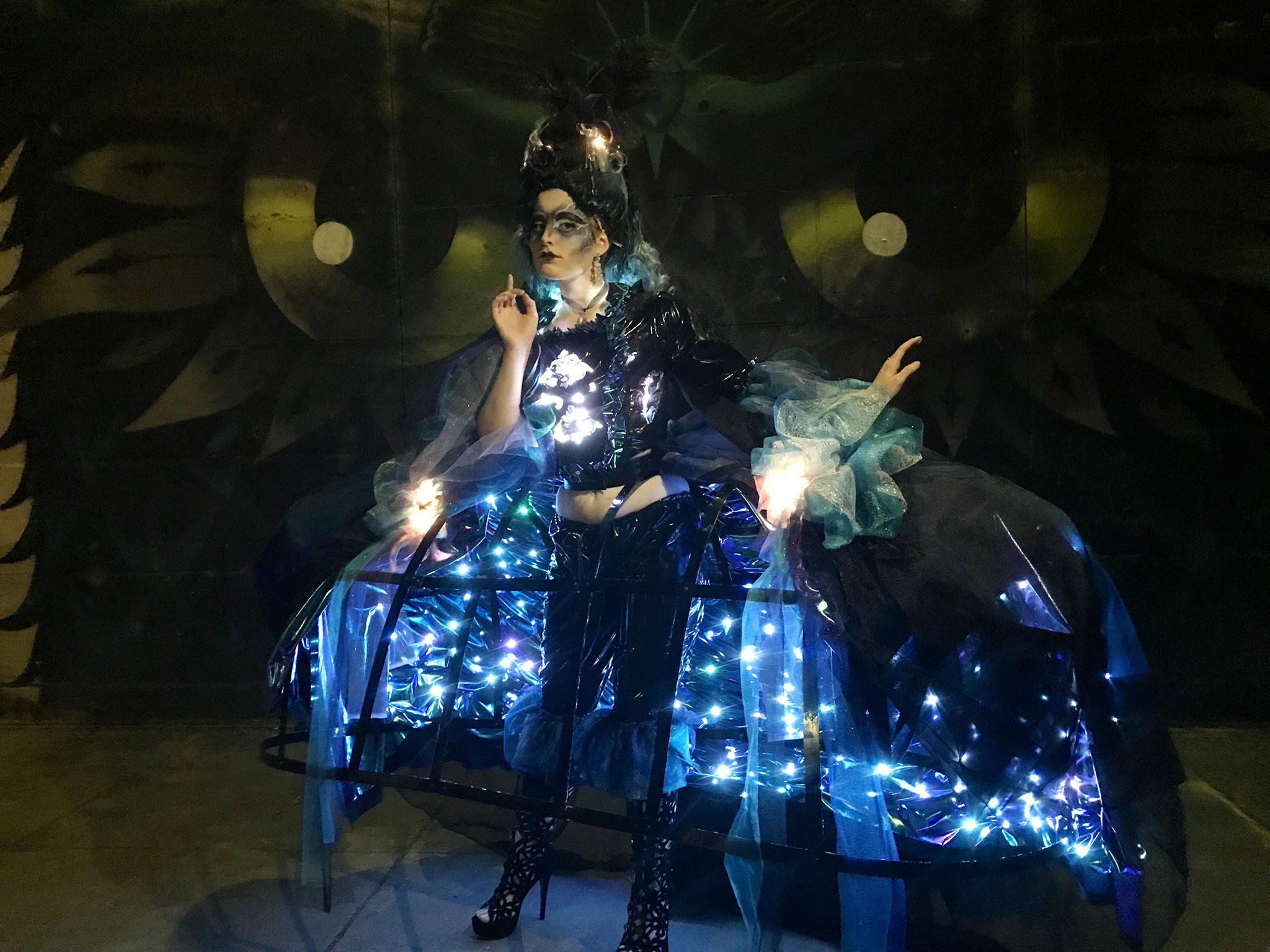 Queen of the Night: Opera cage LED gown
