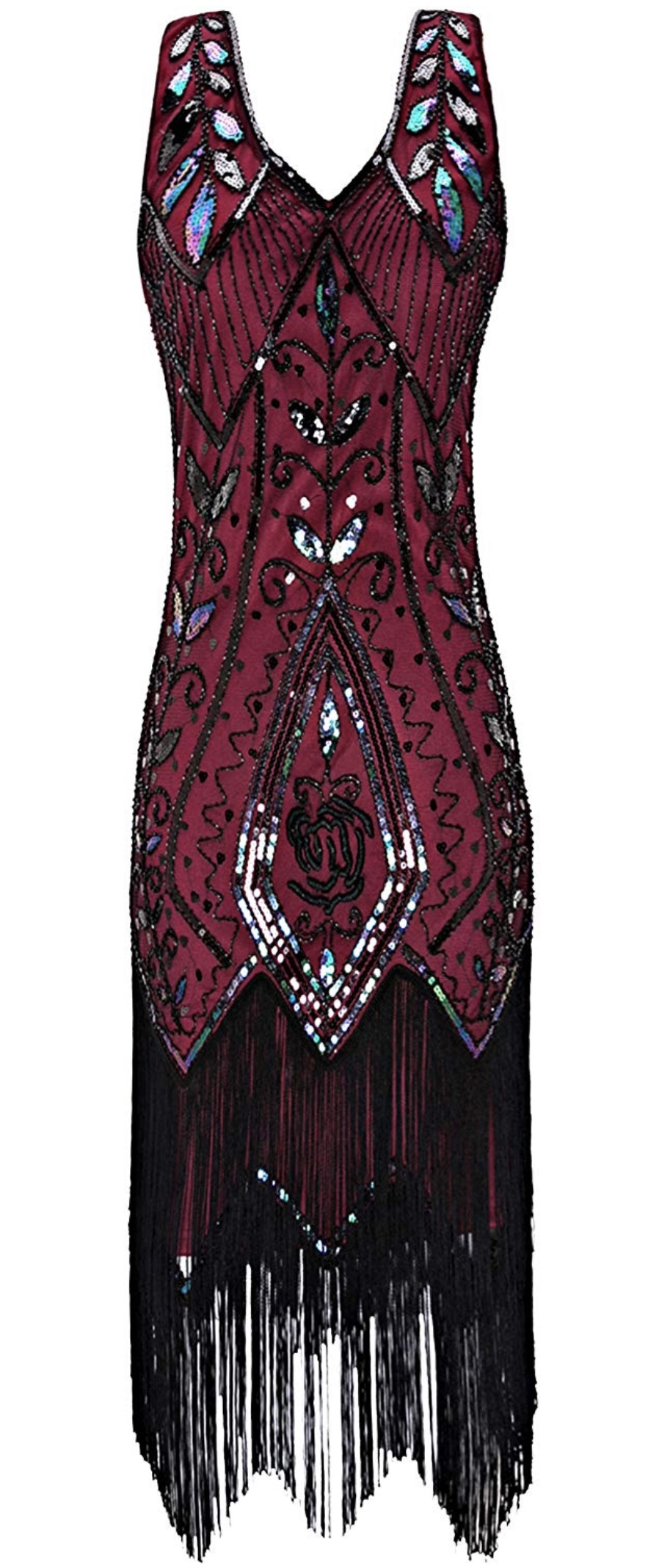 Black and Red 1920s Flapper Cocktail Dress