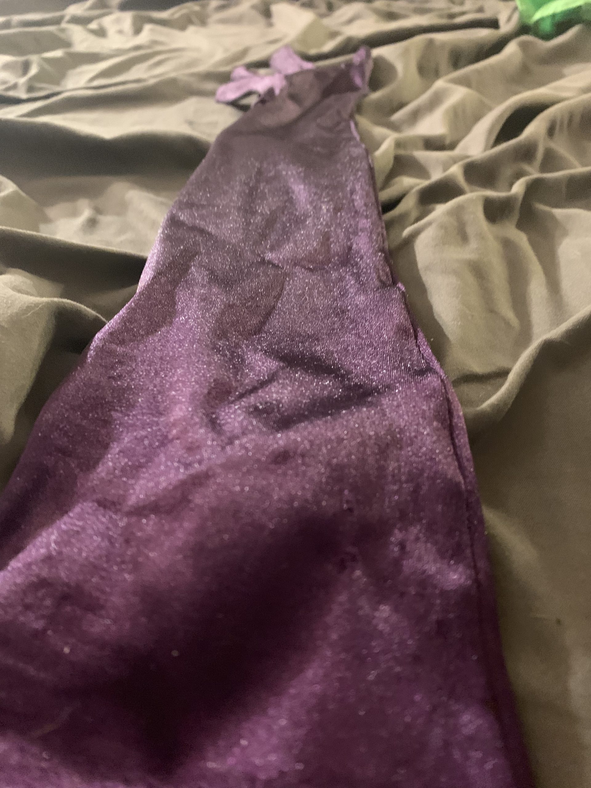 Long purple satin gloves