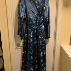 Long Blue and Silver Bamboo Asian Kimono style Robe/Jacket