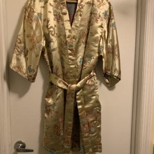 Golden Phoenix and Dragon Asian Brocade kimono style Robe
