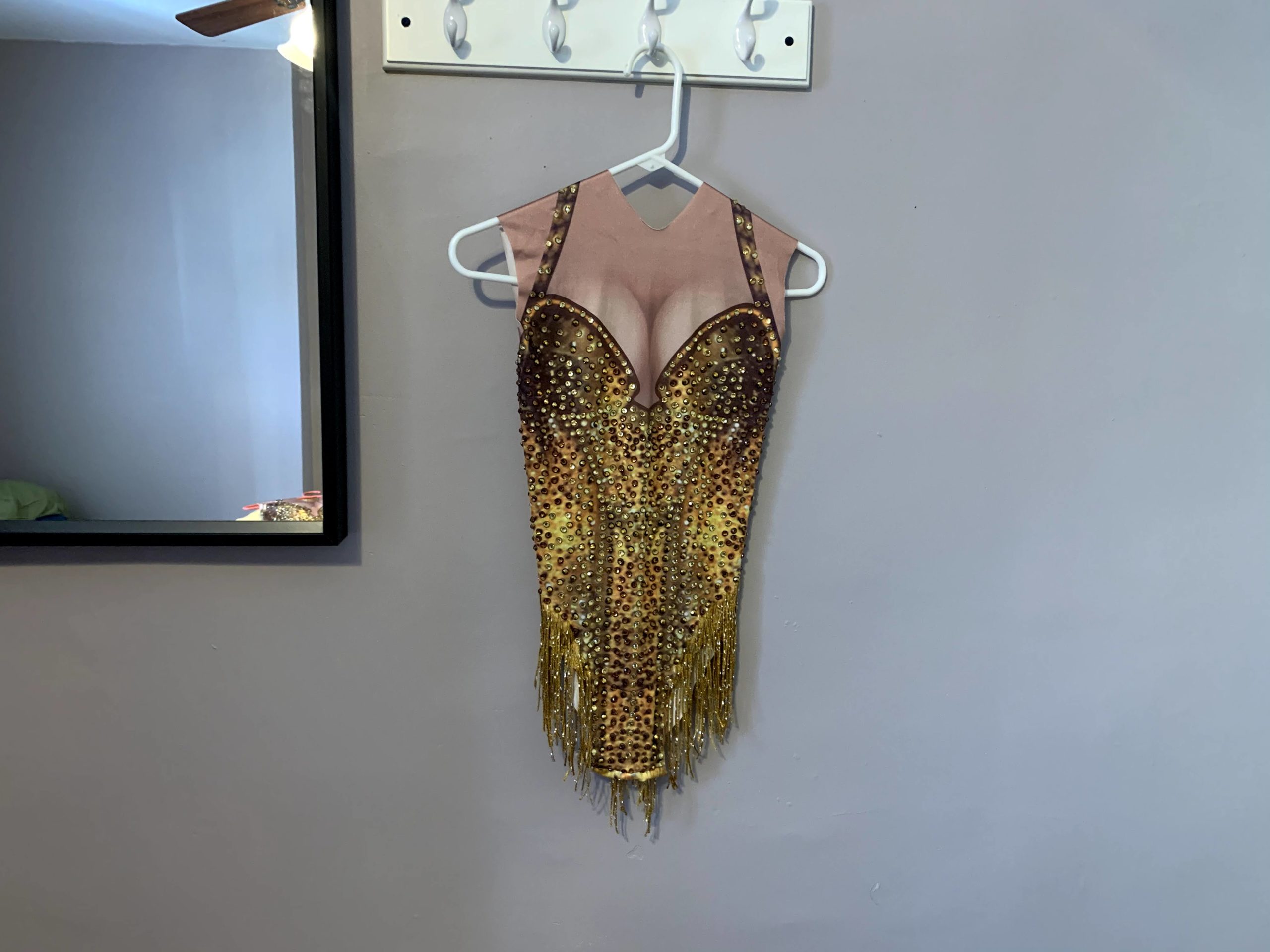 Gold Beaded and Fringed Leotard