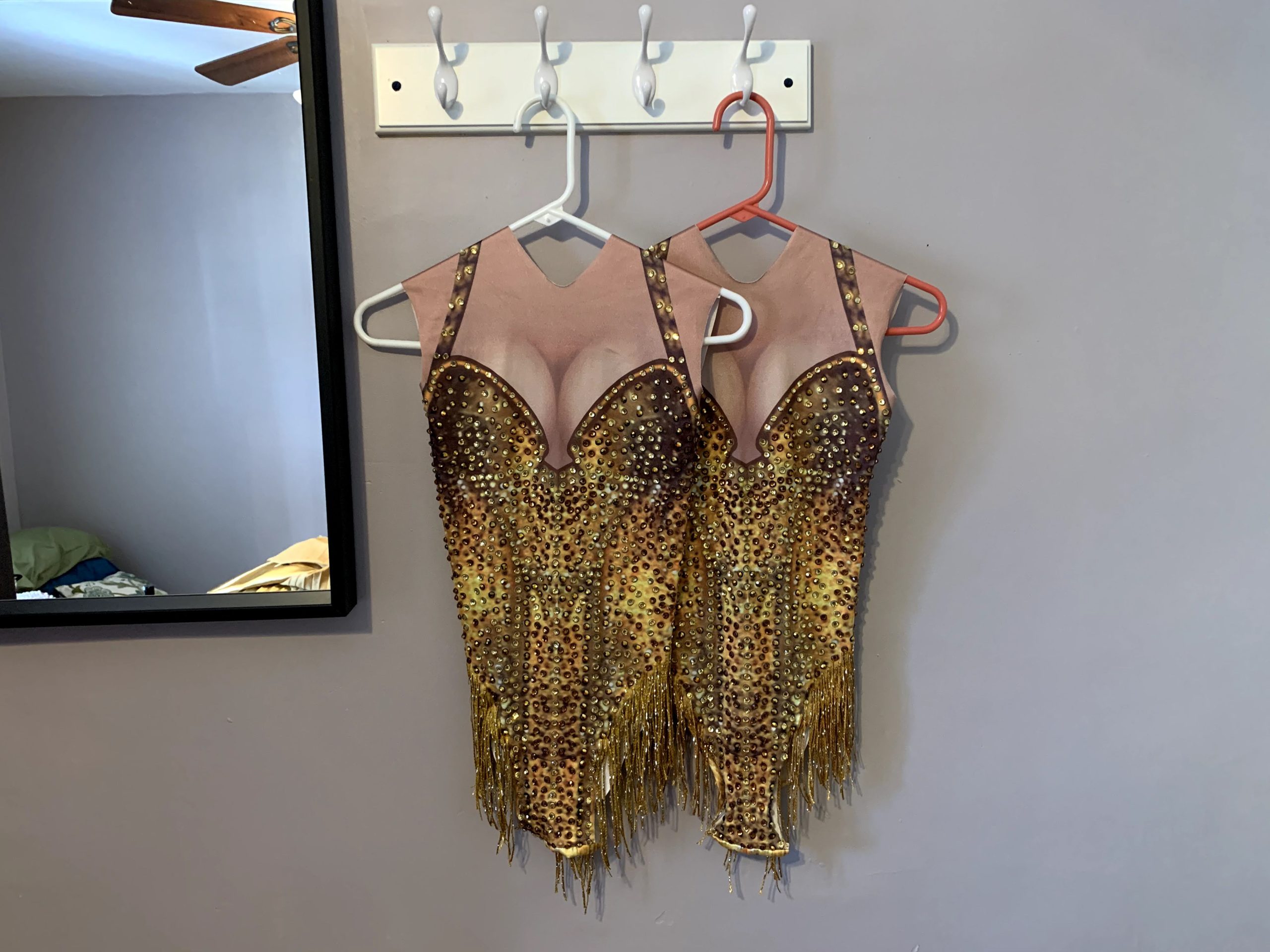 Gold Beaded and Fringed Leotard