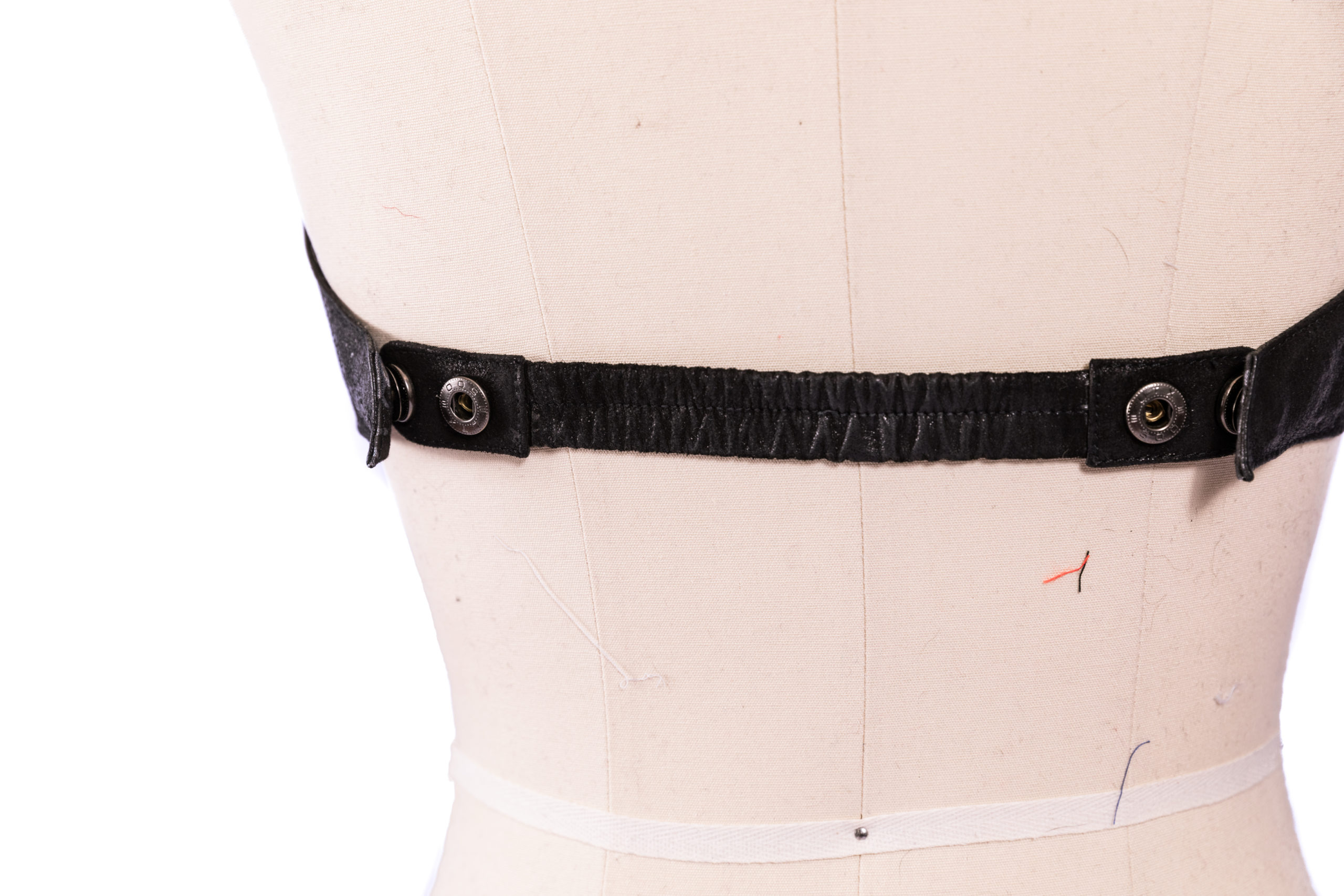 Black leather halter bra top – reversible