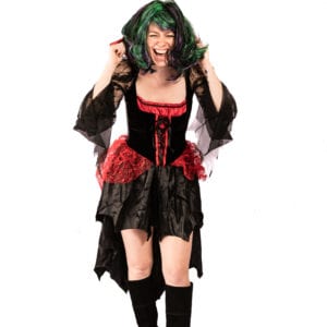 Red and black witch costume