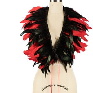 Red and Black Feather Shawl/ Caplet
