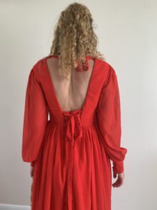 Red Dress back, with lace up feature